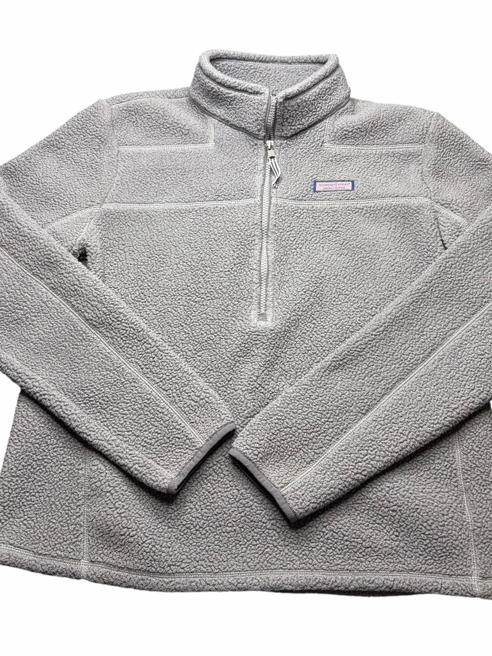 Vineyard Vines Fleece 1/2 Zip Pullover Sweater Gray Womens L Preppy